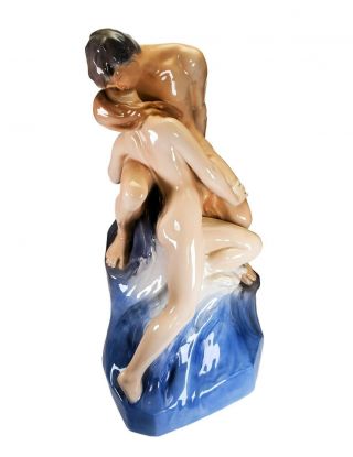 Large Royal Copenhagen The Wave And The Rock 1132 Nude Lovers Statue 1st Quality