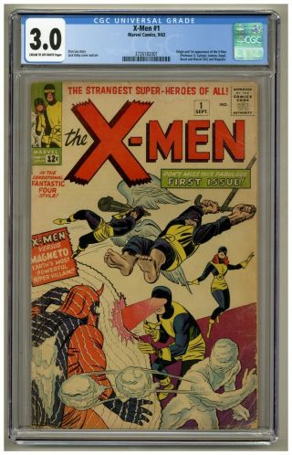 X - Men 1 (cgc 3.  0) C - Ow Pgs Marvel Comics 1963 Origin & 1st App Kirby (j 1964)