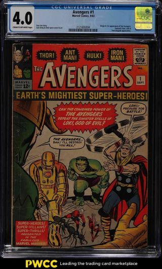 1963 Marvel Comics Avengers 1 1st Appearance Of The Avengers Cgc 4.  0