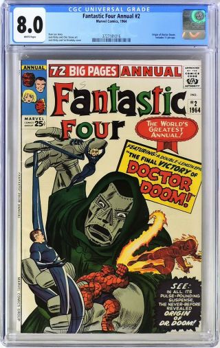 S439.  Fantastic Four Annual 2 Cgc 8.  0 Vf (1964) Origin Of Dr.  Doom; White Pages