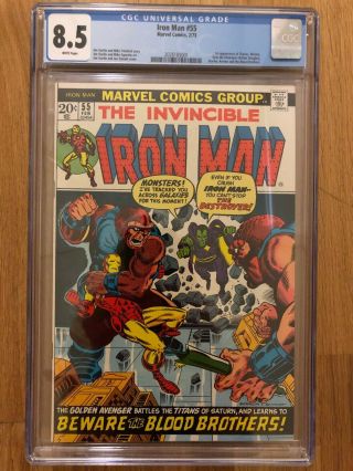 Iron Man 55 First Thanos And Mentor Infinity War Gauntlet Cgc 8.  5