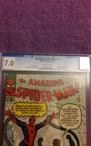 Spiderman 3 Cgc 7.  0 Key Silver Age Marvel (1st Appearance And Orgin Of 3