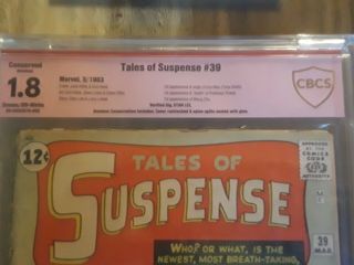 Tales of Suspense 39 cbcs like cgc 1.  8 ss signed Stan Lee.  1963. 2