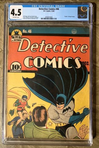 Detective Comics 46 Cgc 4.  5 (1940) Early Batman Death Of Hugo Strange Scarce