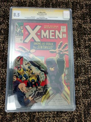 X - Men 14 Cgc Ss 8.  5 (vf, ) - Signed By Stan Lee - 1st App.  Of The Sentinels