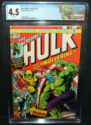 Incredible Hulk 181 - 1st Appearance Of Wolverine - Cgc Grade 4.  5 - 1974