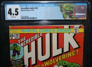 Incredible Hulk 181 - 1st Appearance of Wolverine - CGC Grade 4.  5 - 1974 2