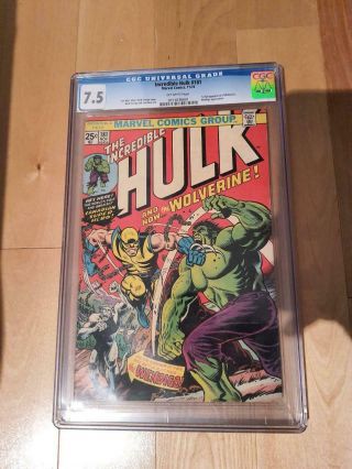 The Incredible Hulk 181 Cgc 7.  5 (ow) 1st Full Appearance Of Wolverine 1974
