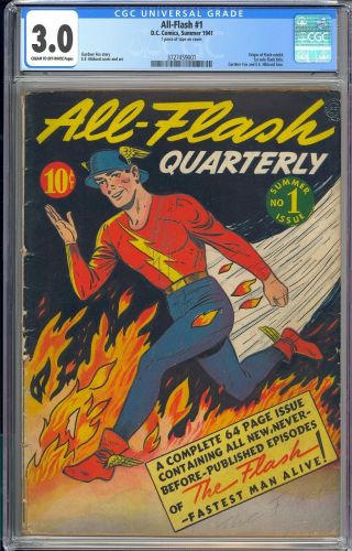 All - Flash Quarterly 1 Owner Golden Age Dc Comic 1941 Cgc 3.  0
