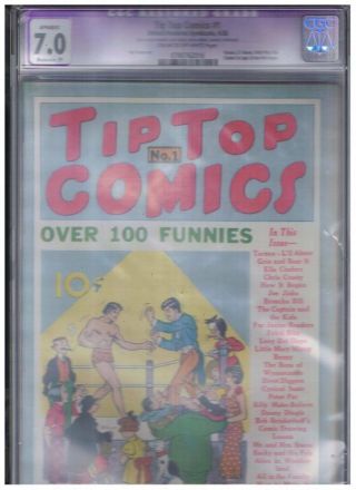 United Features Syndicate Tip Top Comics 1 Cgc Apparent 7.  0 1936 1st App Tarzan