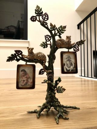 Jay Strongwater Usa Jungle Leopards On Tree Frames Swarovski Crystals 2 Pictures