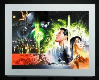 History Of The Dc Universe Fine Art Lithograph 36/175 Hand Signed Alex Ross
