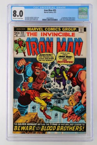 Iron Man 55 - Cgc 8.  0 Vf - Marvel 1973 - 1st App Thanos & Drax The Destroyer