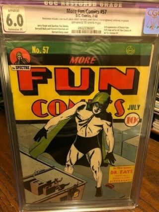 More Fun Comics 57,  Cgc 6.  0,  Dc 1940 Spectre,  3rd Appearance Of Dr Fate,  Wow