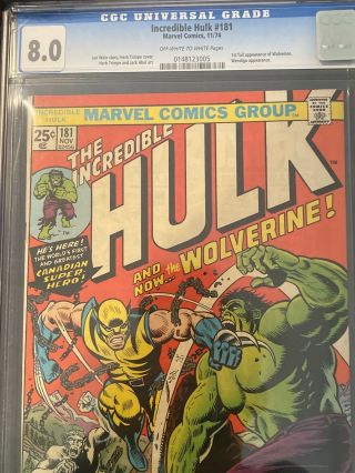 INCREDIBLE HULK 181 CGC 8.  0 Universal 1: WOLVERINE - Off White / White Pages 3