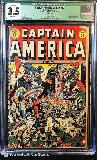 Captain America Comics 37 Cgc 3.  5 Vg - Cfo,  Great,  Iconic Schomburg Cover Wow