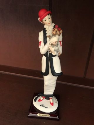 Florence Giuseppe Armani Figurine " Young Lady With Yorkshire " Lady W/ Dog 0486f