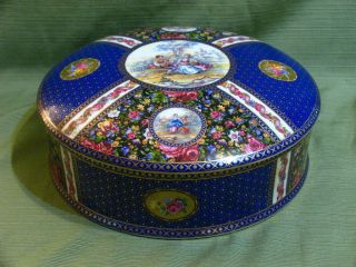Signed Limoges China Large Hand Painted Dresser Box Floral Victorian Scene