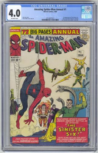 Spider - Man Annual 1 Cgc 4.  0 Vintage Marvel Comic Key 1st Sinister Six