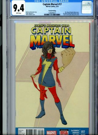 Captain Marvel 17 2nd Print - First Appearance Kamala Khan In Costume Ms Cgc 9.  4