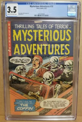 Mysterious Adventures 19 Cgc 3.  5 Classic Driving Skeletons Bondage 1954 Pch