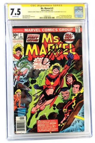 Ms.  Marvel 1 Cgc 7.  5 Ss Signed (3x) Stan Lee Gerry Conway Joe Sinnott 1977