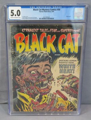 Black Cat Mystery Comics 50 (classic Melting Face Cover) Cgc 5.  0 Harvey 1954
