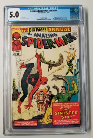 Spider - Man Annual 1 Cgc 5.  0 1st Sinister Six Appearance