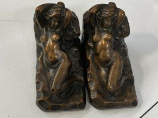 Salvatore Morani Bronze Clad Nude Lady Bookends C - 1914