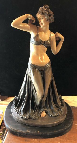 Art Deco Belly Dancer Statue RisquÉ Sexy Signed Italy 17 1/2”tall As - Is Pretty