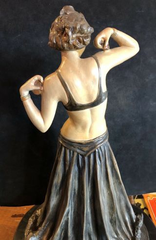 ART DECO BELLY DANCER STATUE RISQUÉ SEXY SIGNED ITALY 17 1/2”Tall AS - IS Pretty 2