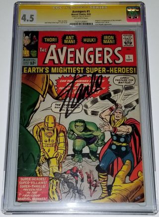 Stan Lee Signed The Avengers Vol 1 Key 1 Sept,  1963 Cgc 4.  5 Vg,  Ss Large Auto