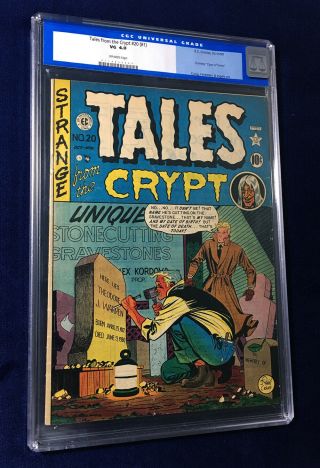 Tales From The Crypt 20 (1) Cgc 4.  0 1st Issue Precode Horror E.  C.  Comics 1950