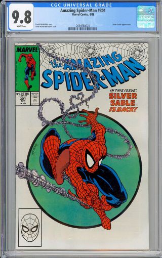 Spider - Man 301 Cgc 9.  8 White Pages