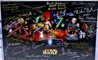 Star Wars Mark Hamill Signed,  21 Cast 8x12 Saga Photo Multi Autograph Prowse