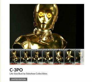 Sideshow C - 3po Life Size 1:1 Bust Star Wars C3po Statue.