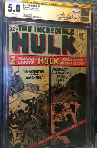 Incredible Hulk 4 Ss Cgc 5.  0 White Pages.  Signed By Stan Lee On 5/11/18