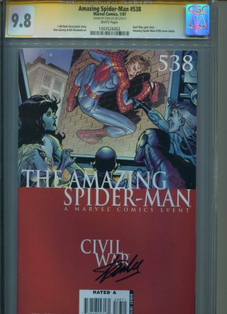 Spider - Man 538 Cgc Ss 9.  8 Signed By Stan Lee Civil War Ams 106 Swipe