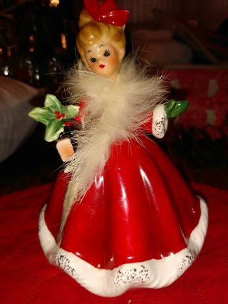 Rare Vintage Josef Originals Christmas Girl Ave Maria Musical Figurine