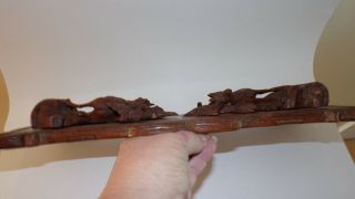 Antique Fabulous Black Forest Book Shelf Hand Carved Mountain Goats