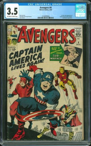 Avengers 4 - Cgc 3.  5 (first Silver Age Captain America)