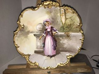 Antique Vintage Lady Plate Ldbc Flambeau Limoges France Signed Hand Painted