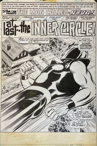 1978 Nova 20 Marvel Comic Art Splash Page By Carmine Infantino