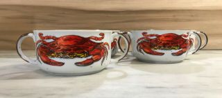 4 D.  H.  Holmes Soup Mug Bowl Crab Chowder Gumbo French Onion Handled Vtg Japan 3