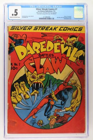 Silver Streak Comics 7 - Lev Gleason 1941 Cgc 0.  5 Claw Vs.  Daredevil