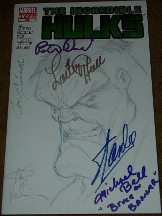 Incredible Hulk Blank Sketch Signed By Stan Lee Lou Ferrigno Art Comic,  Bignames