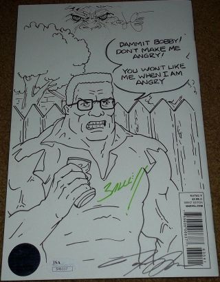 Incredible Hulk Blank Sketch Signed by Stan Lee LOU FERRIGNO art comic,  BIGNAMES 2