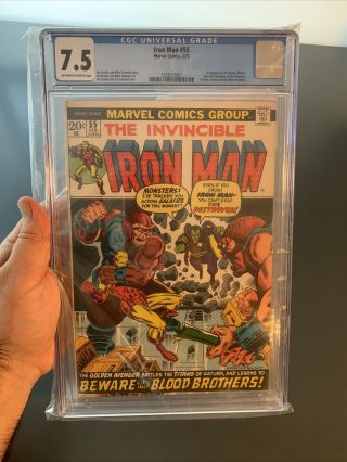 Marvel Comics Iron Man 55 Cgc 7.  5 1st Thanos And Drax The Destroyer Guardians