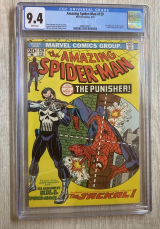 Spider - Man 129 Cgc 9.  4 White Pages Marvel 2/74 1st Punisher