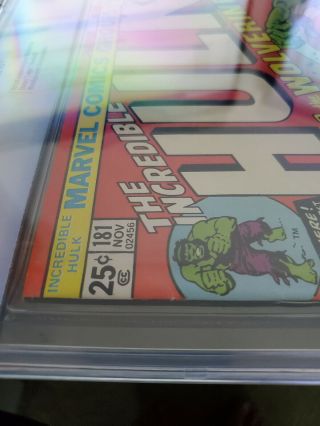Incredible Hulk 181 CBCS 9.  2 NM - WP 1st Wolverine 3